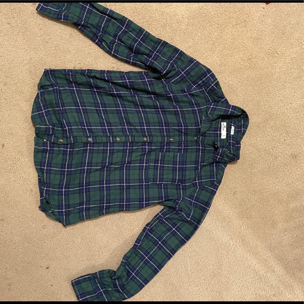 green and blue flannel
